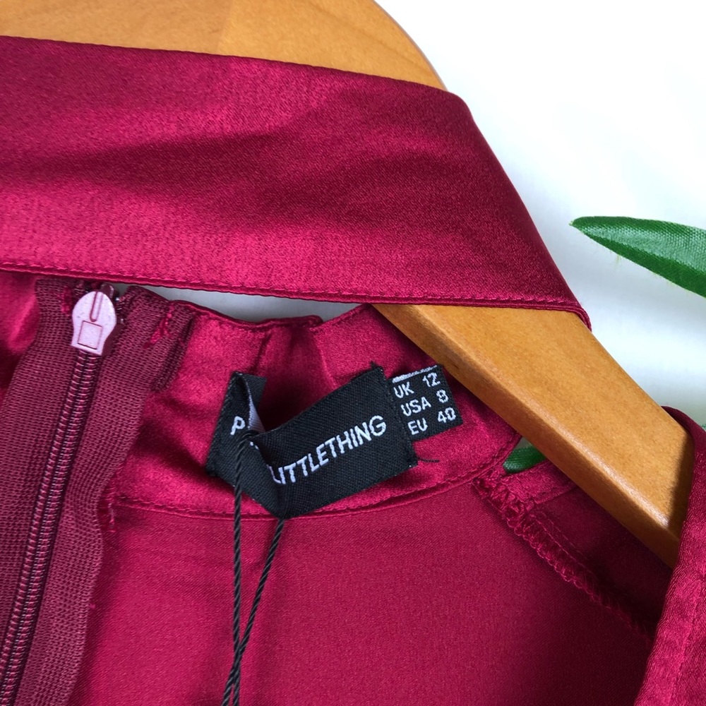 Prettylittlething Red Satin Dress NWT Size 8 - Picture 3 of 8